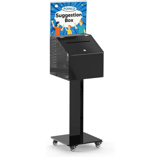 13.8" Lockable Acrylic Ballot Box with Stand & Wheels (2 Styles) - CrazyAnt