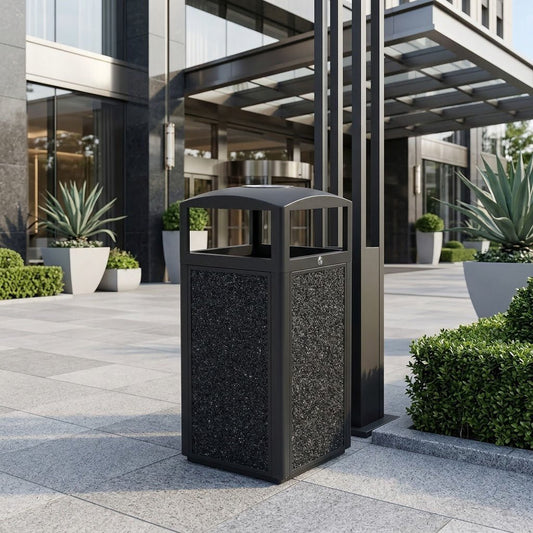 40 Gallon Commercial Outdoor Trash Can with Ashtray & Lock - CrazyAnt