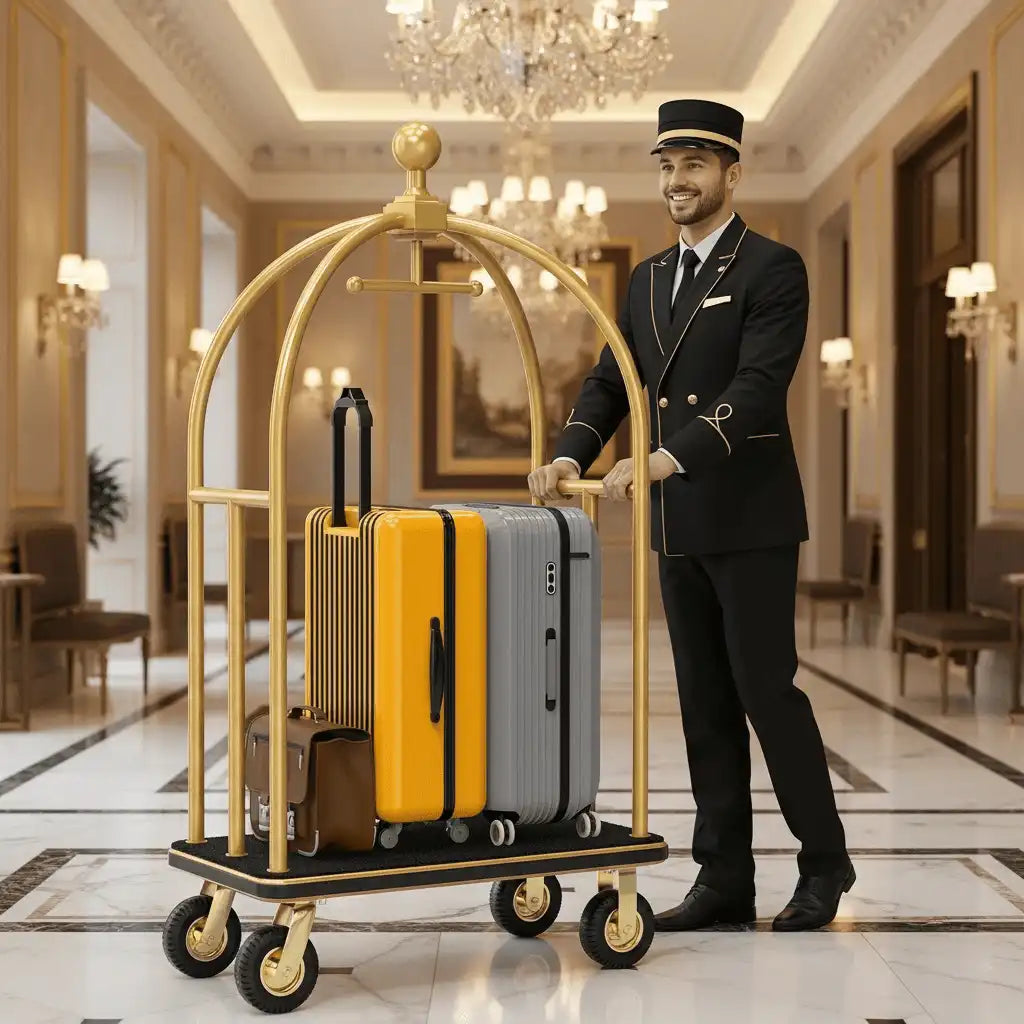 600 lbs Stainless Steel Hotel Trolley Cart – Round Top - CrazyAnt