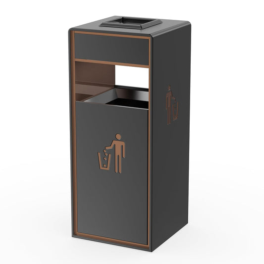 Durable Outdoor Commercial Trash Can – Stainless Steel Bin with Top Tray, Fingerprint - Resistant for Hotel, Restaurant & Public Areas - CrazyAnt