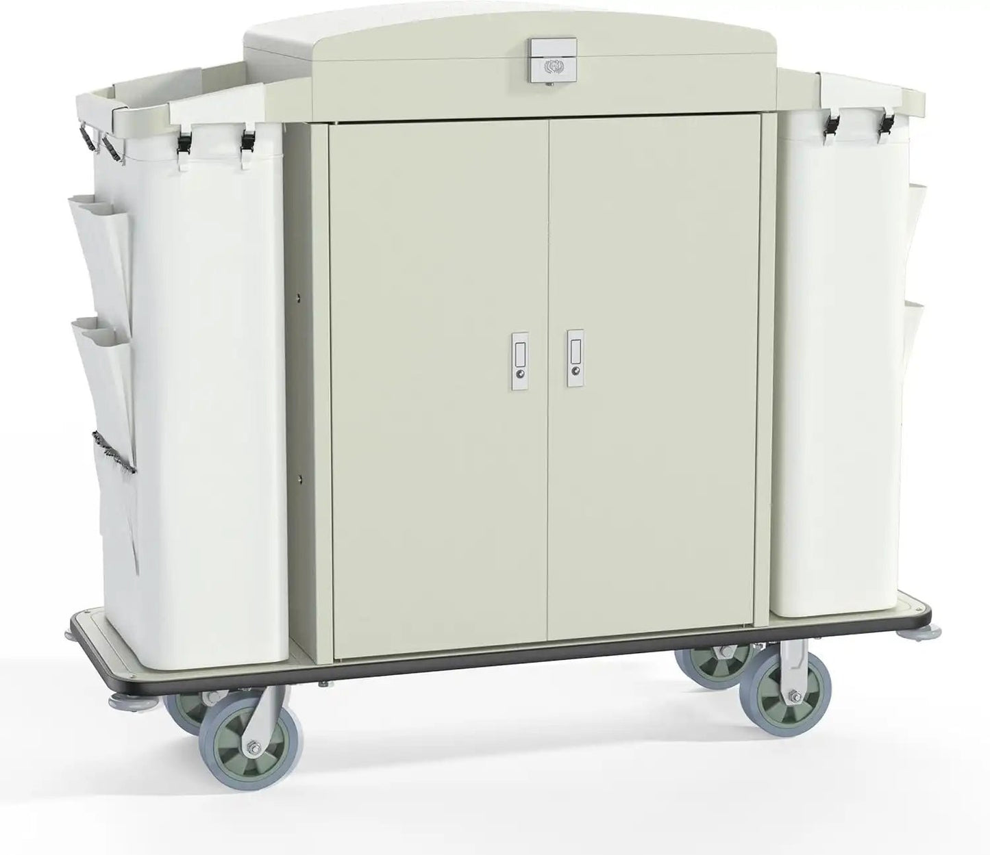 Hotel Housekeeping Cart – Heavy - Duty Trolley with Locking Doors, Side Bins & Wheels for Hotels & Resorts - CrazyAnt