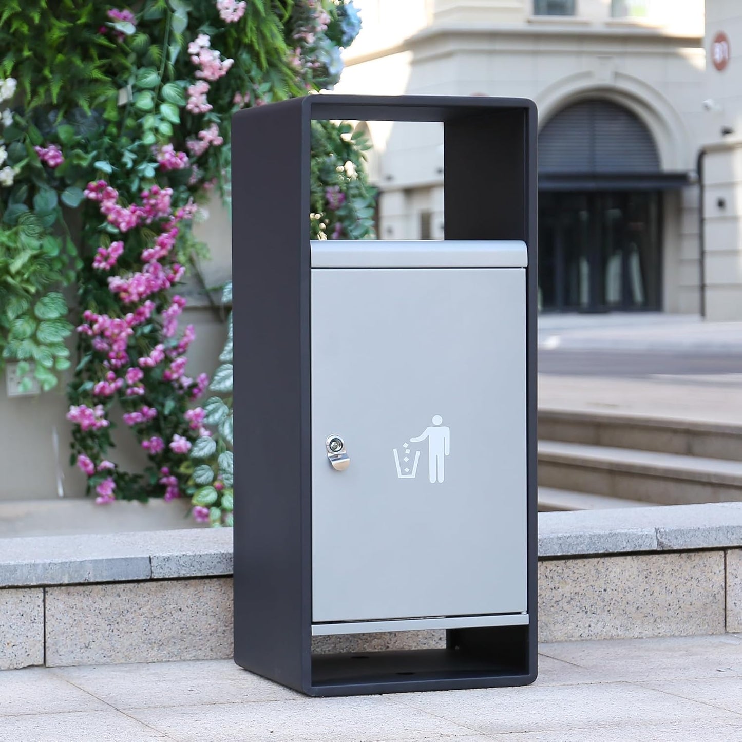 Outdoor Metal Trash Can with Lid – 35" Heavy - Duty Commercial Garbage Bin, Lockable & Weather - Resistant, Dual - Sided Design - CrazyAnt