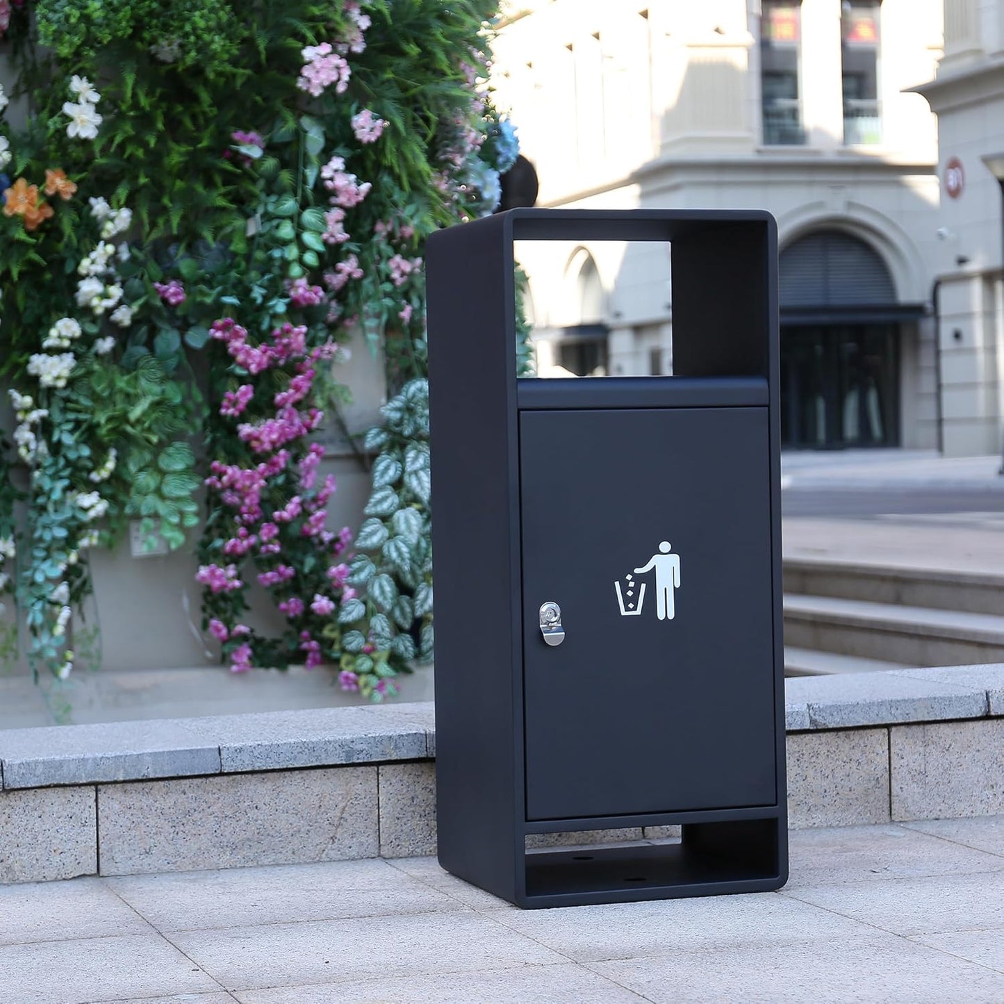 Outdoor Metal Trash Can with Lid – 35" Heavy - Duty Commercial Garbage Bin, Lockable & Weather - Resistant, Dual - Sided Design - CrazyAnt