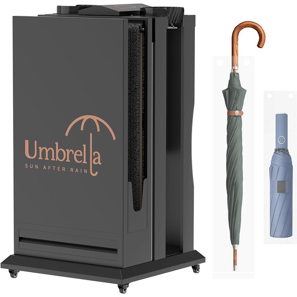 Umbrella Bag Dispenser, Commercial Dual - Slot Wet Wrapper Stand for Long & Short Umbrellas, Metal Organizer for Hotels, Offices & Supermarkets - CrazyAnt