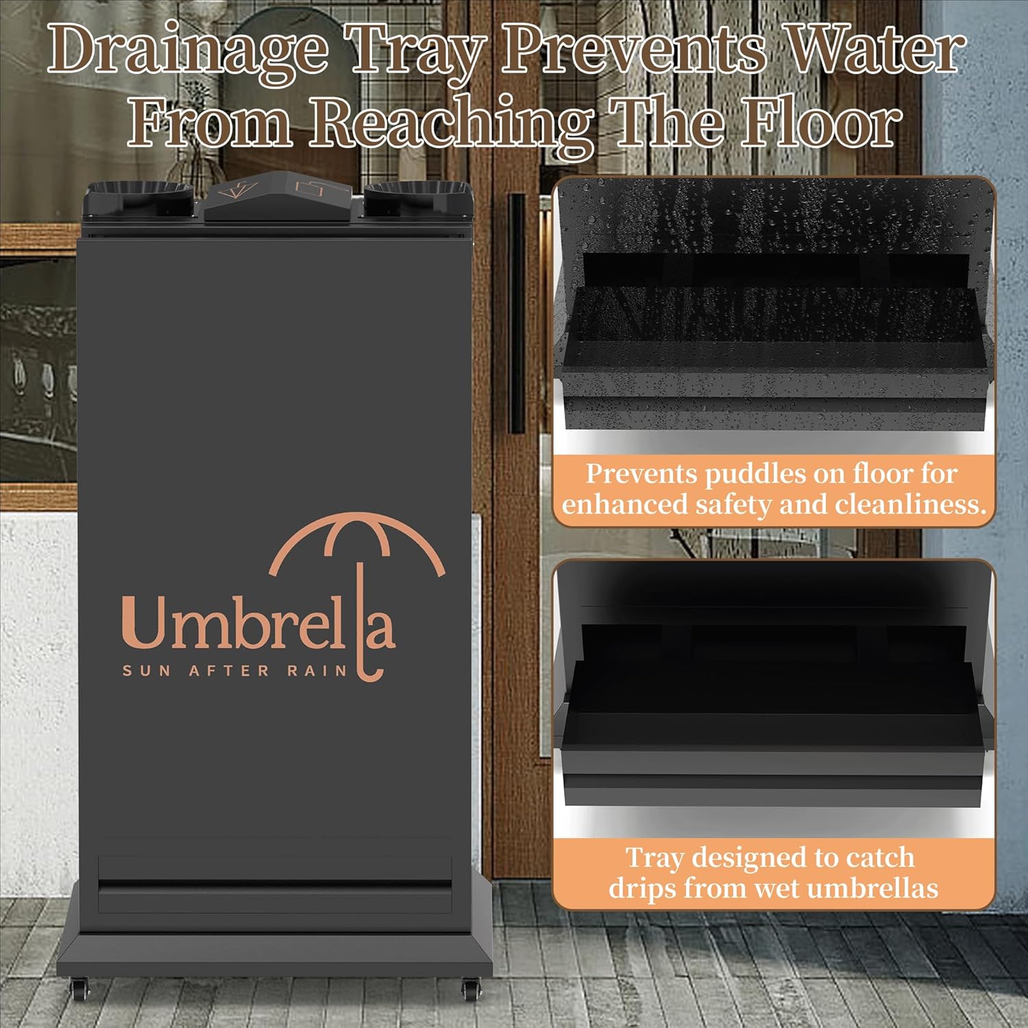 Umbrella Bag Dispenser, Commercial Dual - Slot Wet Wrapper Stand for Long & Short Umbrellas, Metal Organizer for Hotels, Offices & Supermarkets - CrazyAnt