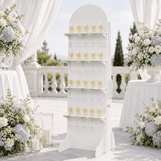 White PVC Champagne Wall Stand, 5.9 ft – 20 or 32 Flutes - CrazyAnt