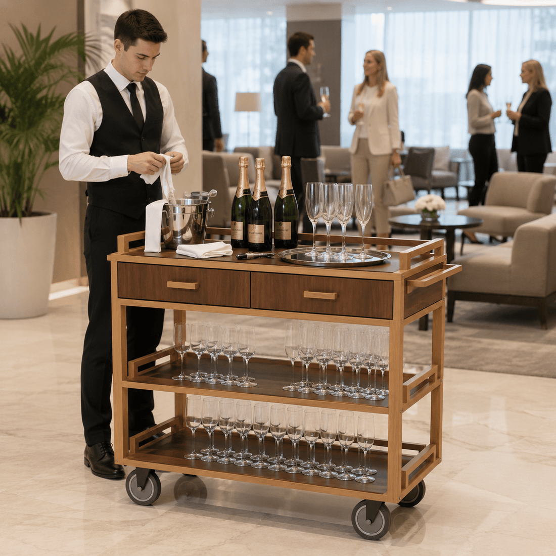 Open Shelf Wine Cart: 6 Toast Service Wins - CrazyAnt