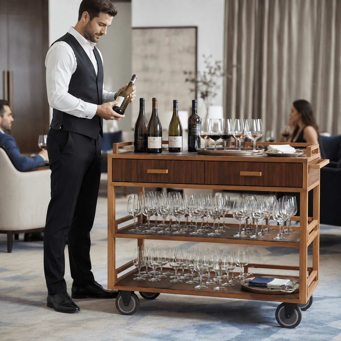 Open Shelf Wine Cart: 6 Wine Flight Wins - CrazyAnt