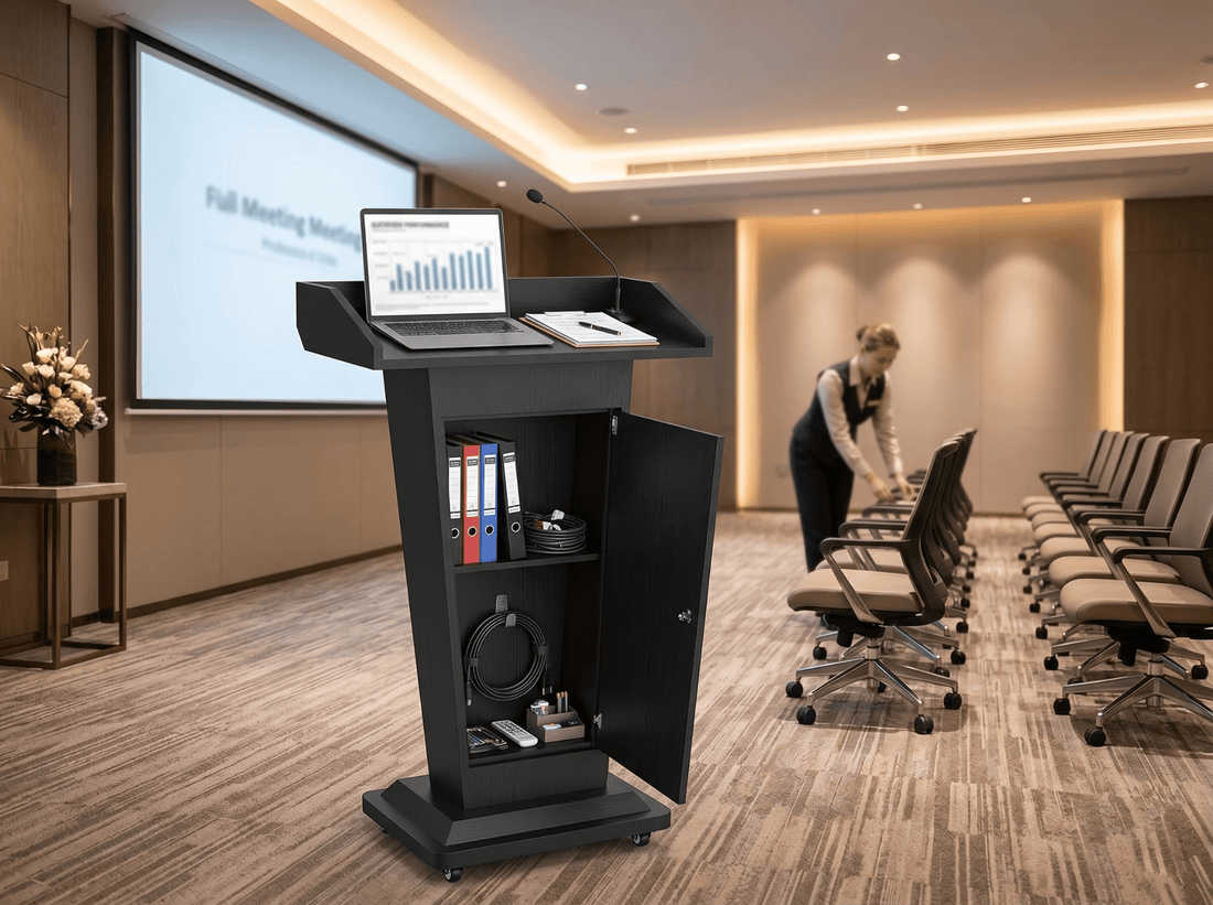 Wooden Podium Storage: 6 Clutter Fixes - CrazyAnt