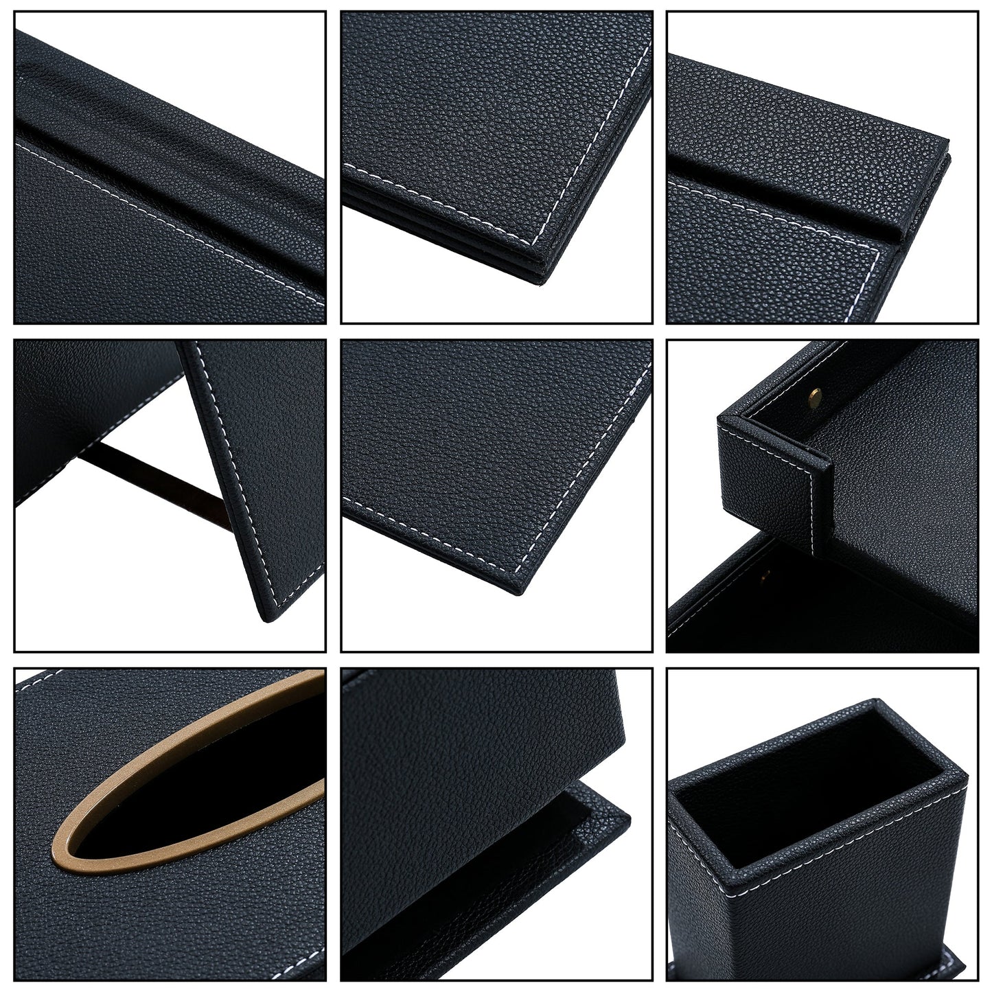 13 - Piece Leather Desk Set for Hotel & Office, Executive Desk Accessories Set with Desk Pad, Document Tray, Pen Holder, Tissue Box & More - CrazyAnt