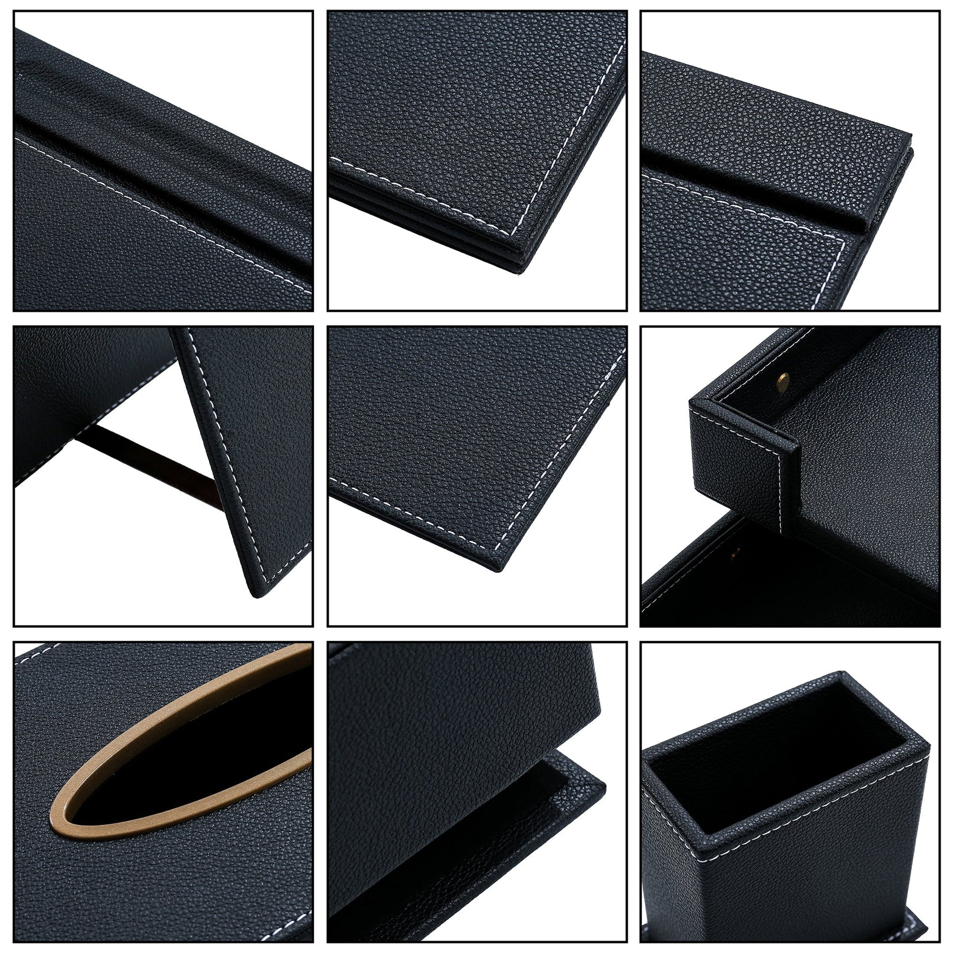 13 - Piece Leather Desk Set for Hotel & Office, Executive Desk Accessories Set with Desk Pad, Document Tray, Pen Holder, Tissue Box & More - CrazyAnt