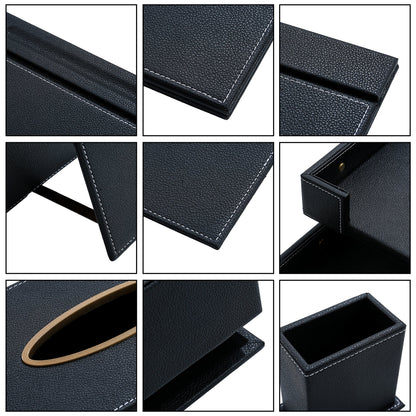 13 - Piece Leather Desk Set for Hotel & Office, Executive Desk Accessories Set with Desk Pad, Document Tray, Pen Holder, Tissue Box & More - CrazyAnt
