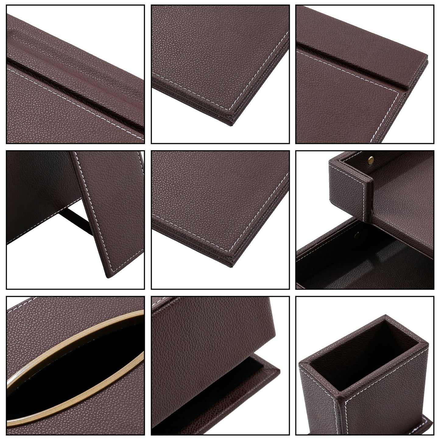 13 - Piece Leather Desk Set for Hotel & Office, Executive Desk Accessories Set with Desk Pad, Document Tray, Pen Holder, Tissue Box & More - CrazyAnt