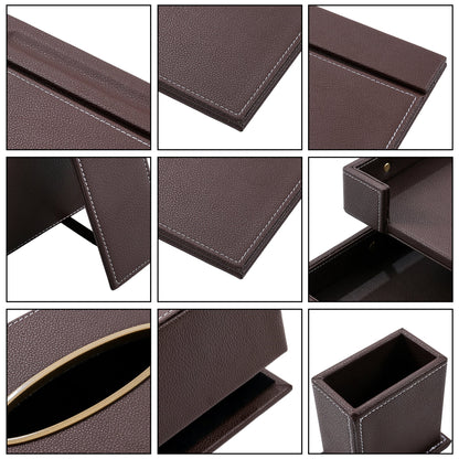 13 - Piece Leather Desk Set for Hotel & Office, Executive Desk Accessories Set with Desk Pad, Document Tray, Pen Holder, Tissue Box & More - CrazyAnt