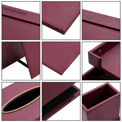 13 - Piece Leather Desk Set for Hotel & Office, Executive Desk Accessories Set with Desk Pad, Document Tray, Pen Holder, Tissue Box & More - CrazyAnt