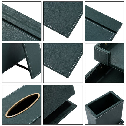 13 - Piece Leather Desk Set for Hotel & Office, Executive Desk Accessories Set with Desk Pad, Document Tray, Pen Holder, Tissue Box & More - CrazyAnt