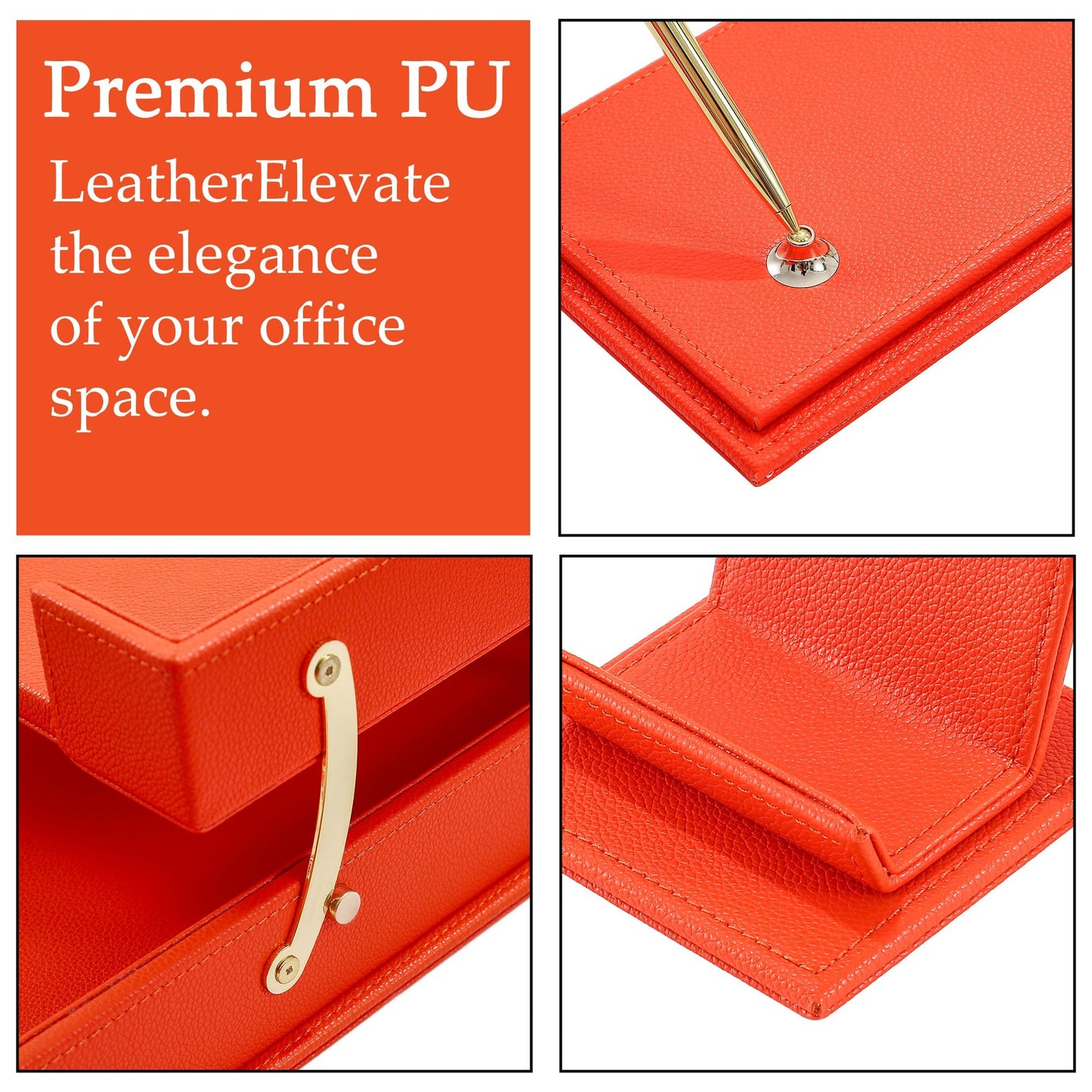 13 - Piece Leather Desk Set for Hotel & Office, Executive Desk Accessories Set with Desk Pad, Document Tray, Pen Holder, Tissue Box & More - CrazyAnt