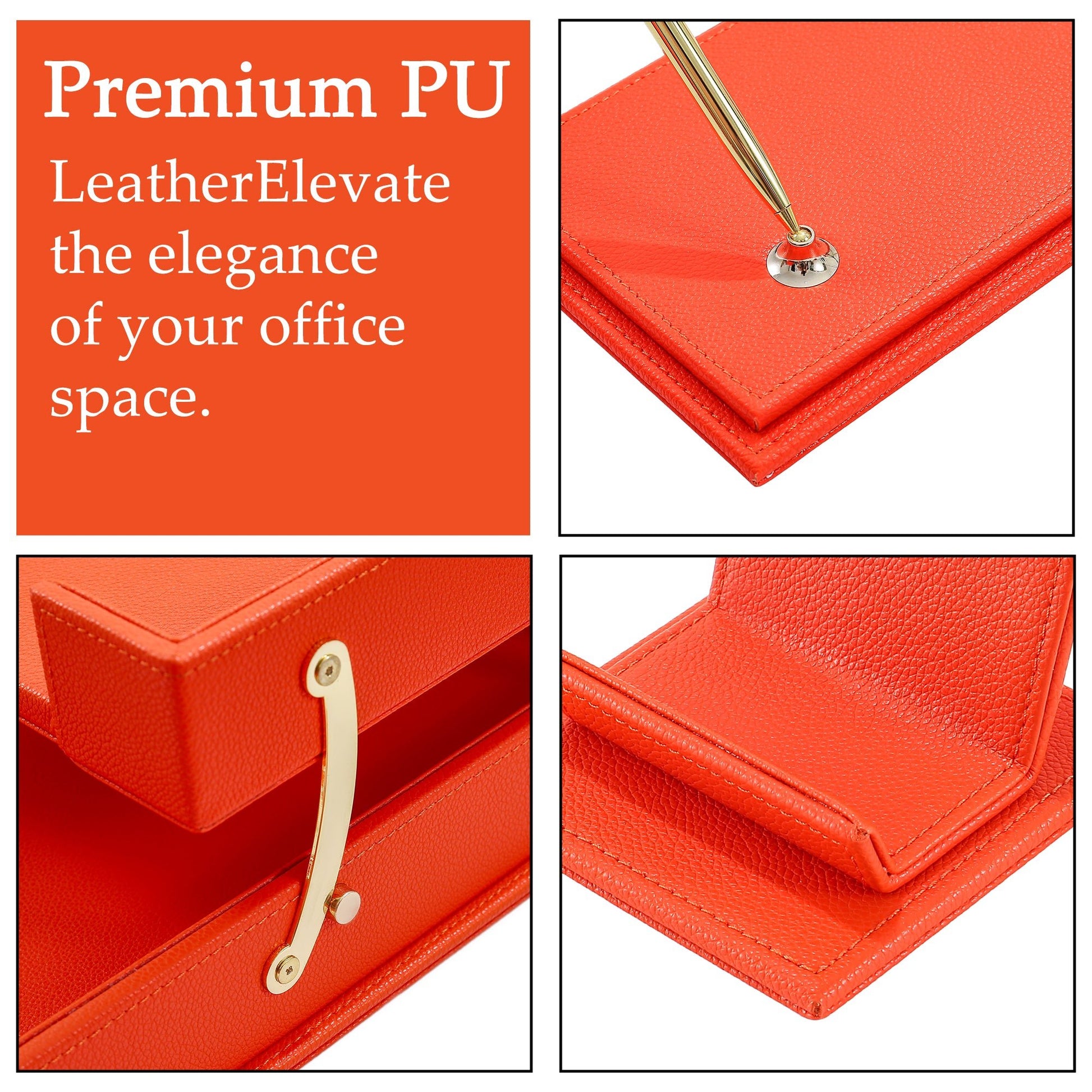 13 - Piece Leather Desk Set for Hotel & Office, Executive Desk Accessories Set with Desk Pad, Document Tray, Pen Holder, Tissue Box & More - CrazyAnt