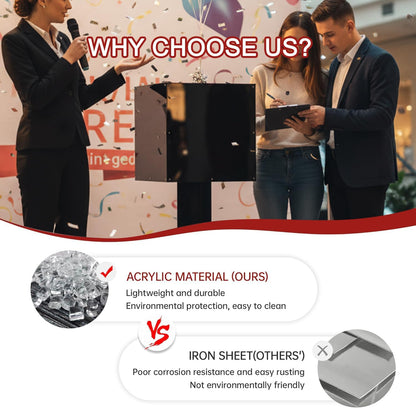13.8" Extra - Large Acrylic Raffle Box with Lock & Wheels for Events - CrazyAnt