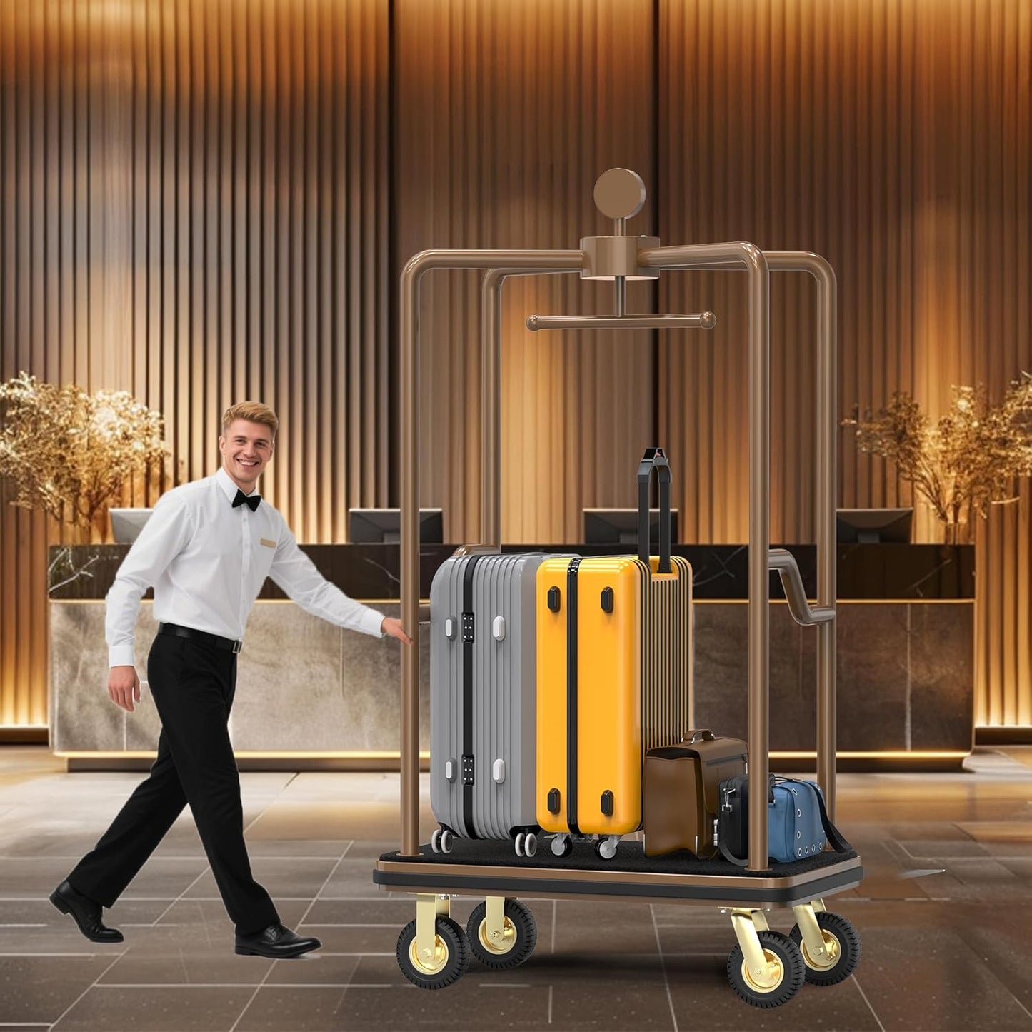 1500 lbs Baggage Cart – Rustproof Steel Frame & 8" Quiet Gold Wheels - CrazyAnt