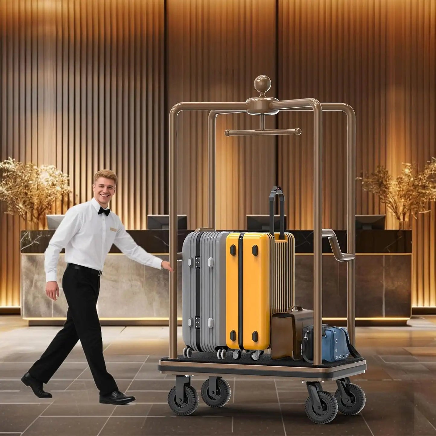 1500 lbs Bellhop Cart – Rustproof Steel Frame & 8" Quiet Wheels - CrazyAnt