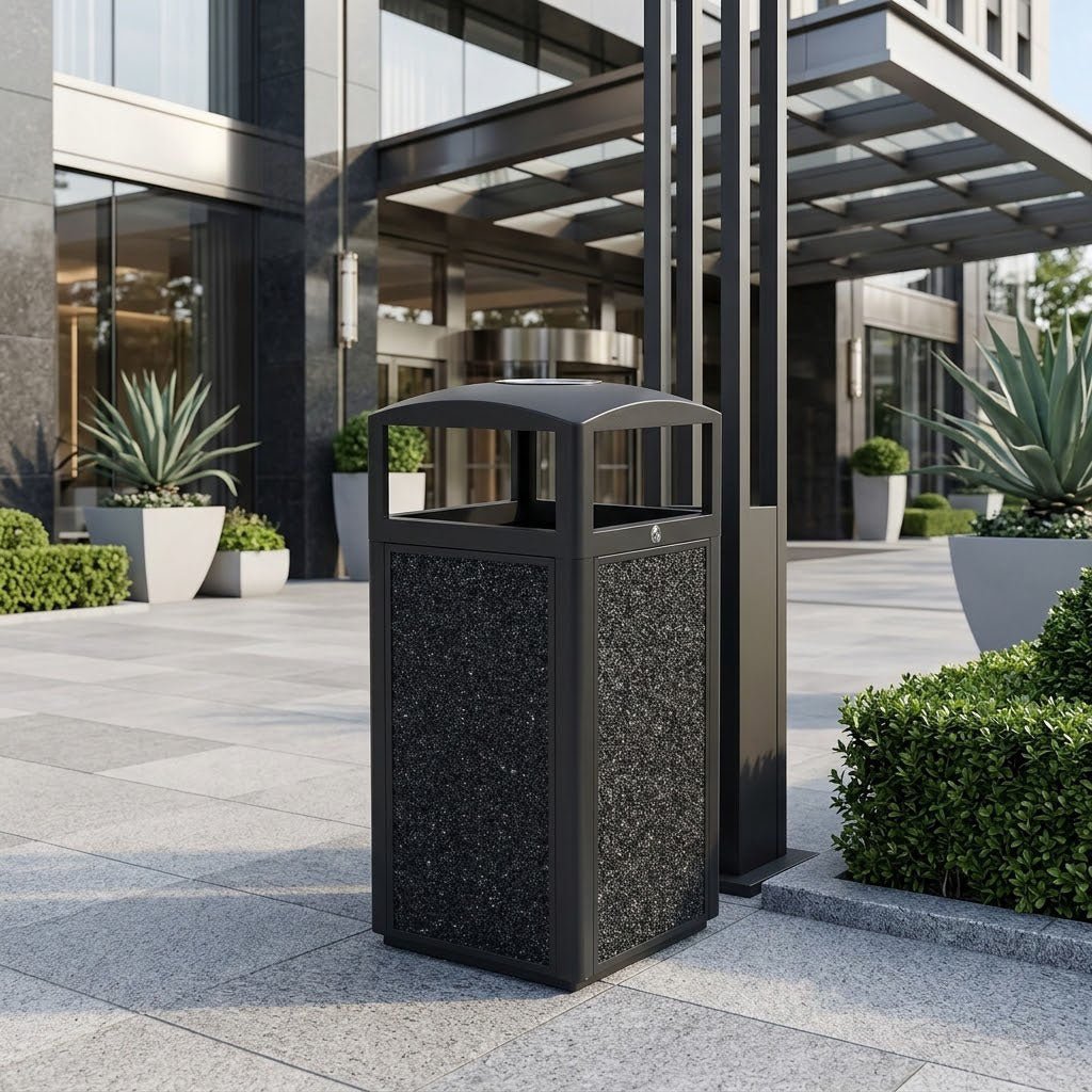 40 Gallon Commercial Outdoor Trash Can with Ashtray & Lock - CrazyAnt