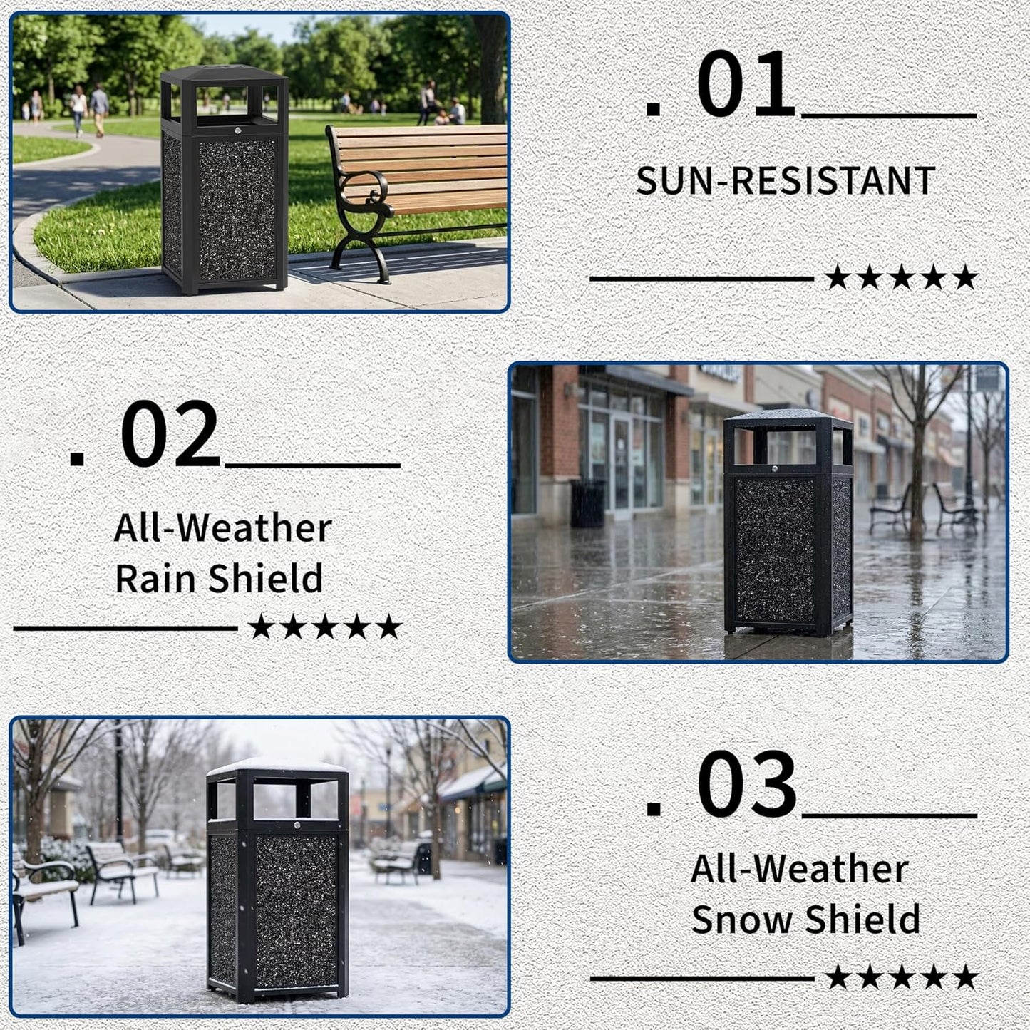 40 Gallon Commercial Outdoor Trash Can with Ashtray & Lock - CrazyAnt