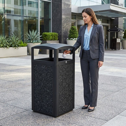 40 Gallon Commercial Outdoor Trash Can with Ashtray & Lock - CrazyAnt