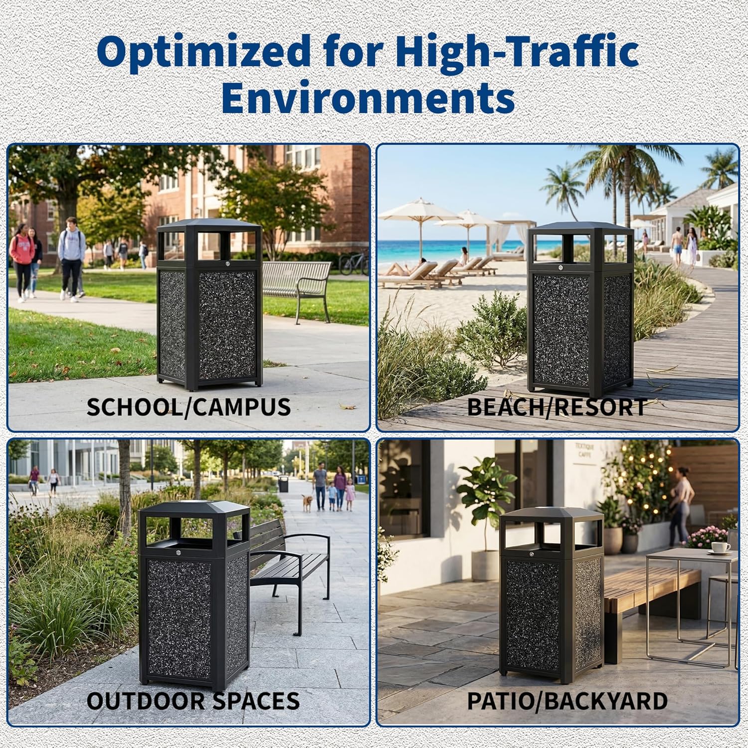 40 Gallon Commercial Outdoor Trash Can with Ashtray & Lock - CrazyAnt