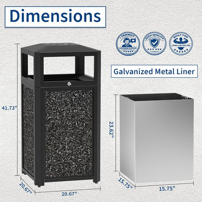 40 Gallon Commercial Outdoor Trash Can with Ashtray & Lock - CrazyAnt