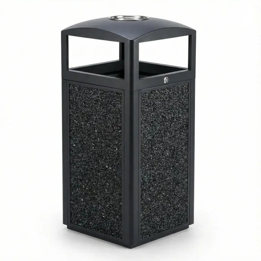 40 Gallon Commercial Outdoor Trash Can with Ashtray & Lock - CrazyAnt