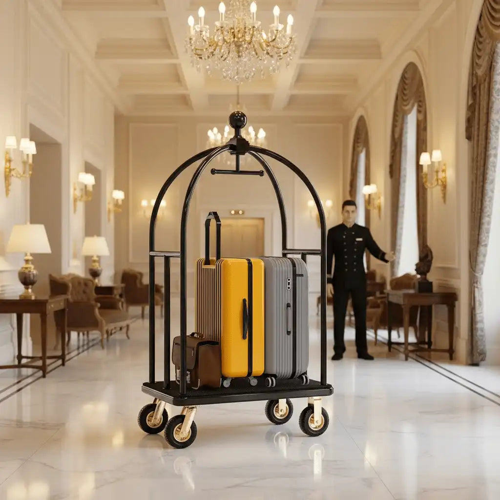 600 lbs Stainless Steel Hotel Trolley Cart – Round Top - CrazyAnt