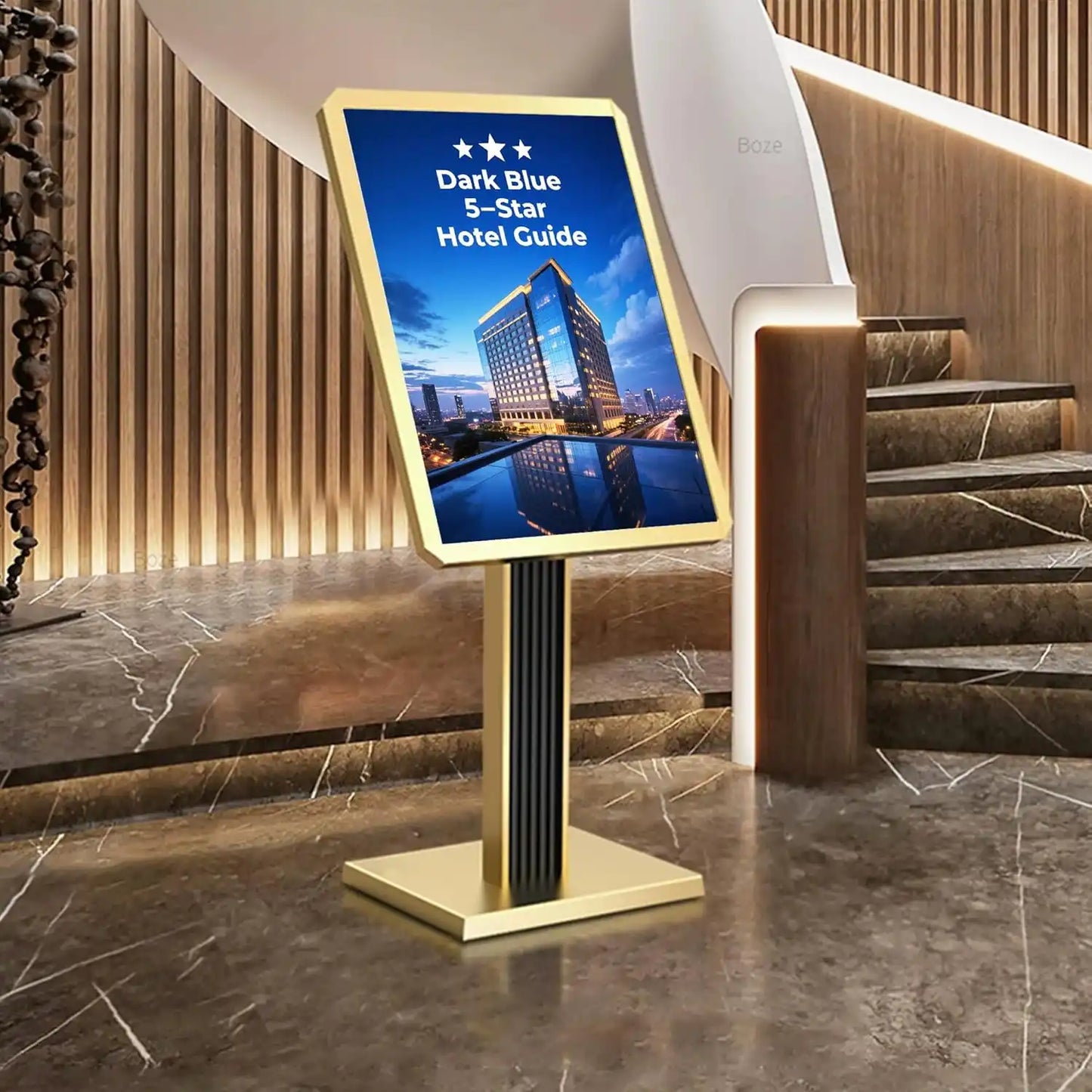 Menu Display Stand – 29x21.6" Aluminum Pedestal with Top-Loading Board for Restaurants, Cafés, Hotels