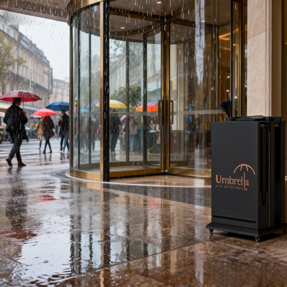 Umbrella Bag Dispenser, Commercial Dual-Slot Wet Wrapper Stand for Long & Short Umbrellas, Metal Organizer for Hotels, Offices & Supermarkets