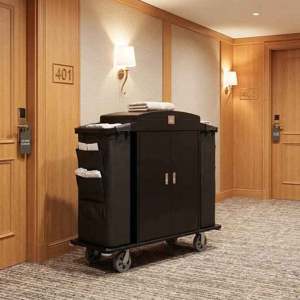 Professional hotel housekeeping service cart from CrazyAnt hotel supplies suppliers for efficient room cleaning operations