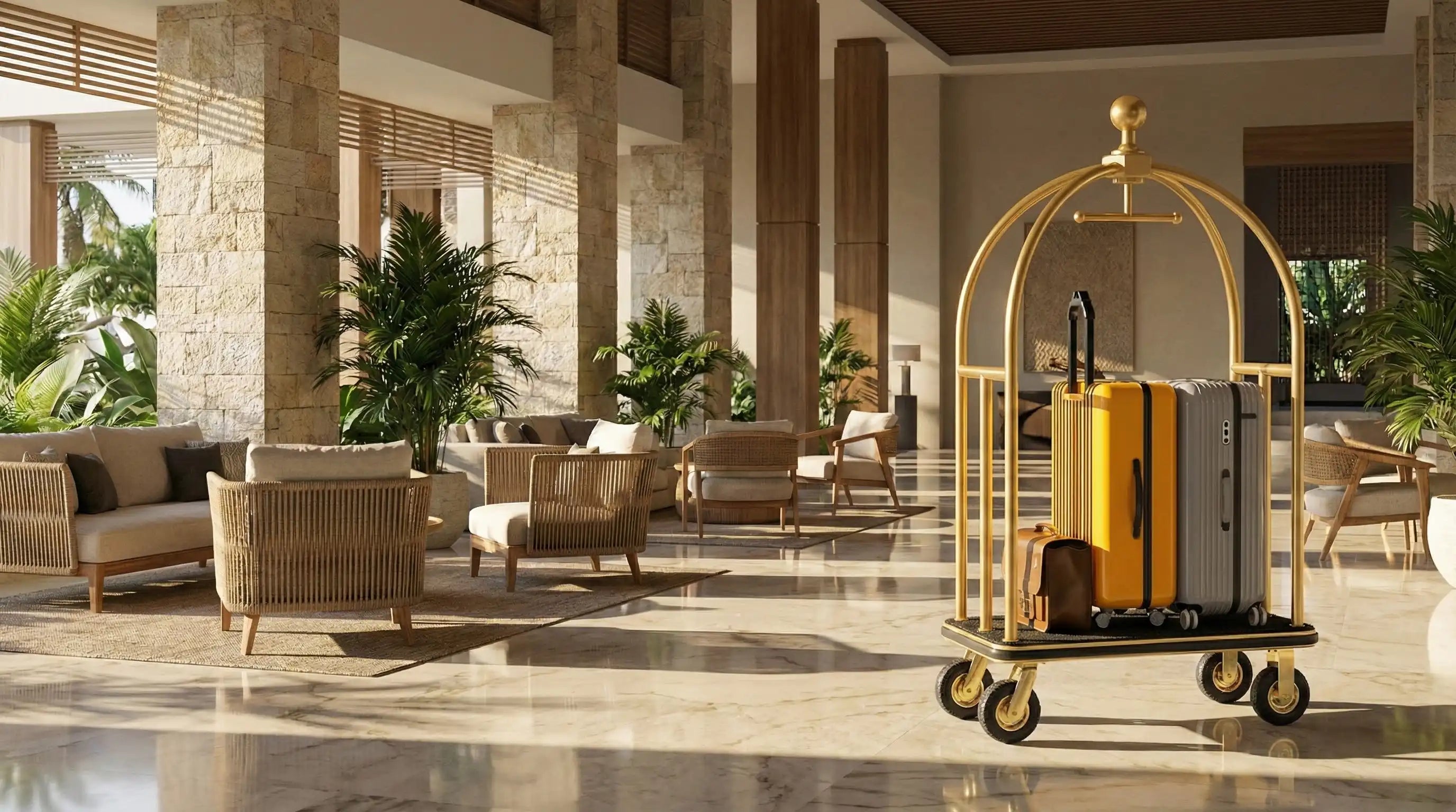 CrazyAnt hotel supplies suppliers and hotel procurement specialist offering luxury birdcage luggage cart and hospitality equipment for resort lobby, professional hotel equipment supplier serving premium hospitality industry