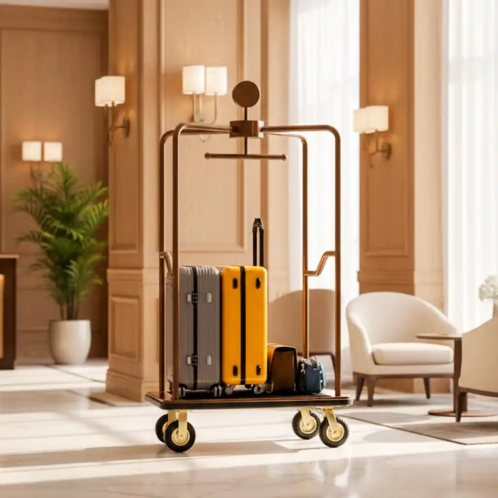 Premium hotel baggage trolley by CrazyAnt hotel procurement specialist designed for efficient lobby operations
