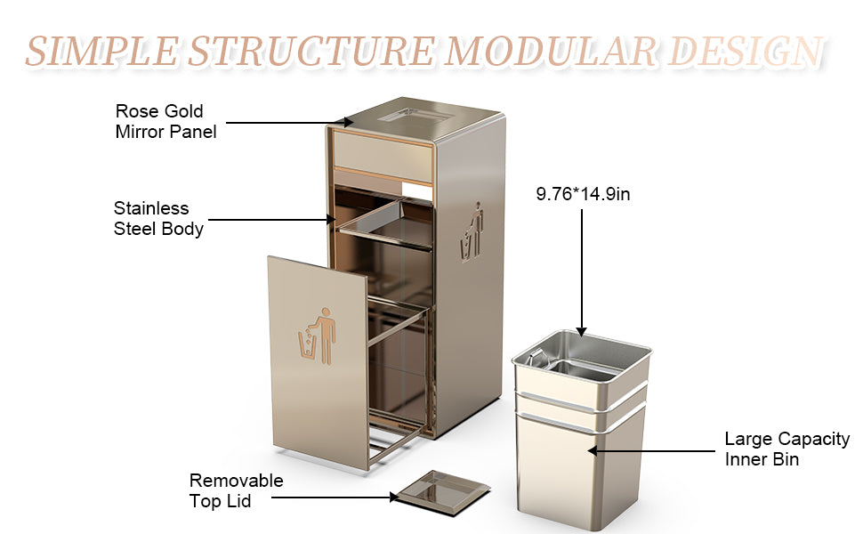  Modular Steel Trash Can Design - Removable Components and Structure