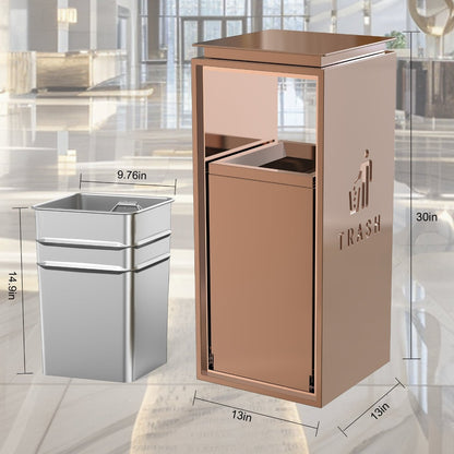 Commercial Trash Can – Durable Brushed Stainless Steel Garbage Bin, Fingerprint - Resistant, Indoor/Outdoor for Office & Hotel Lobby, 13"x13"x30", Modern Black - CrazyAnt