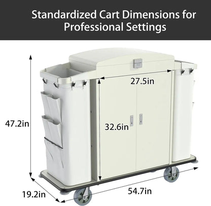 Hotel Housekeeping Cart – Heavy - Duty Trolley with Locking Doors, Side Bins & Wheels for Hotels & Resorts - CrazyAnt
