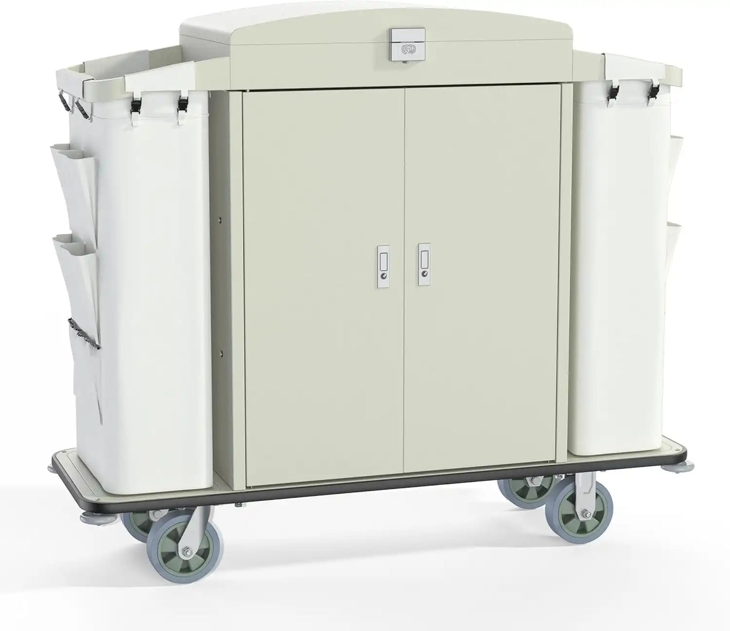 Hotel Housekeeping Cart – Heavy - Duty Trolley with Locking Doors, Side Bins & Wheels for Hotels & Resorts - CrazyAnt