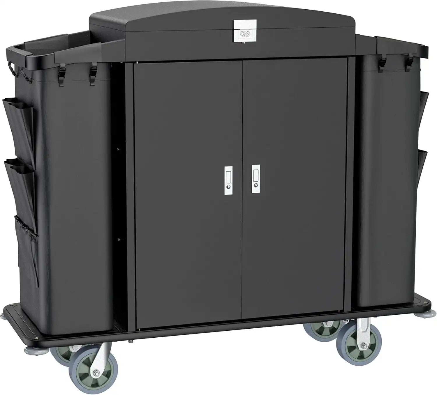 Hotel Housekeeping Cart – Heavy - Duty Trolley with Locking Doors, Side Bins & Wheels for Hotels & Resorts - CrazyAnt