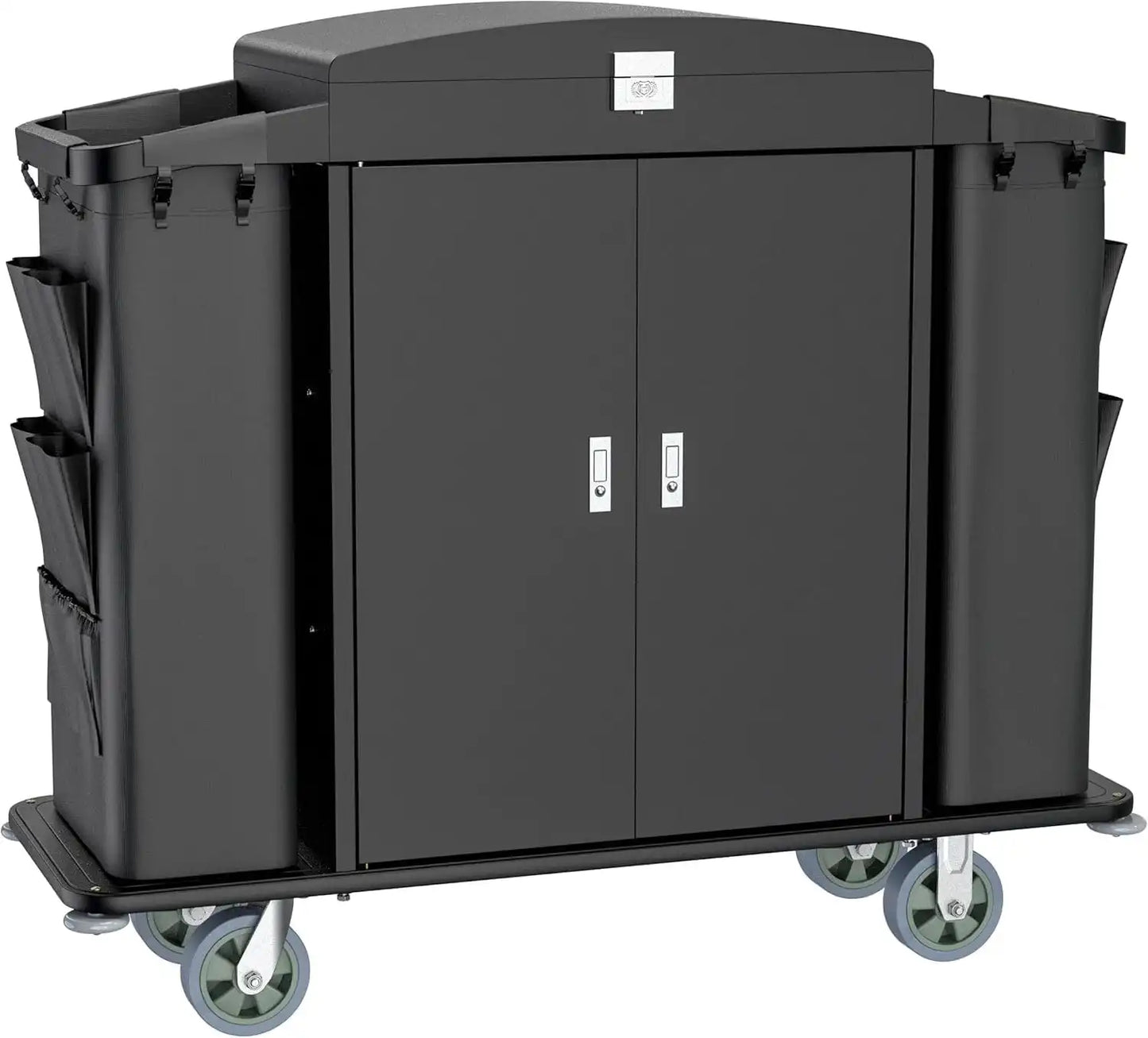 Hotel Housekeeping Cart – Heavy - Duty Trolley with Locking Doors, Side Bins & Wheels for Hotels & Resorts - CrazyAnt