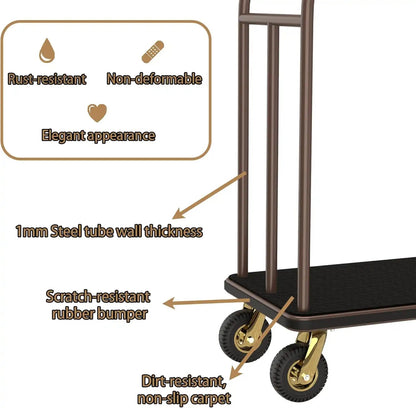Hotel Trolley Stainless Steel 1500 lbs – Round Top - CrazyAnt