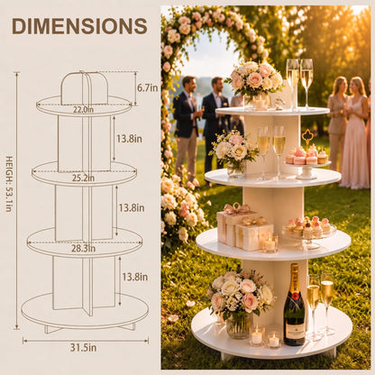 Wooden Champagne Wall Display Island with Shelves, 53" Wedding Favor Stand