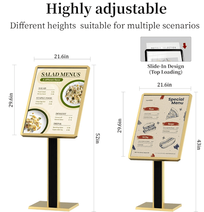 Menu Display Stand – 29x21.6" Aluminum Pedestal with Top - Loading Board for Restaurants, Cafés, Hotels - CrazyAnt