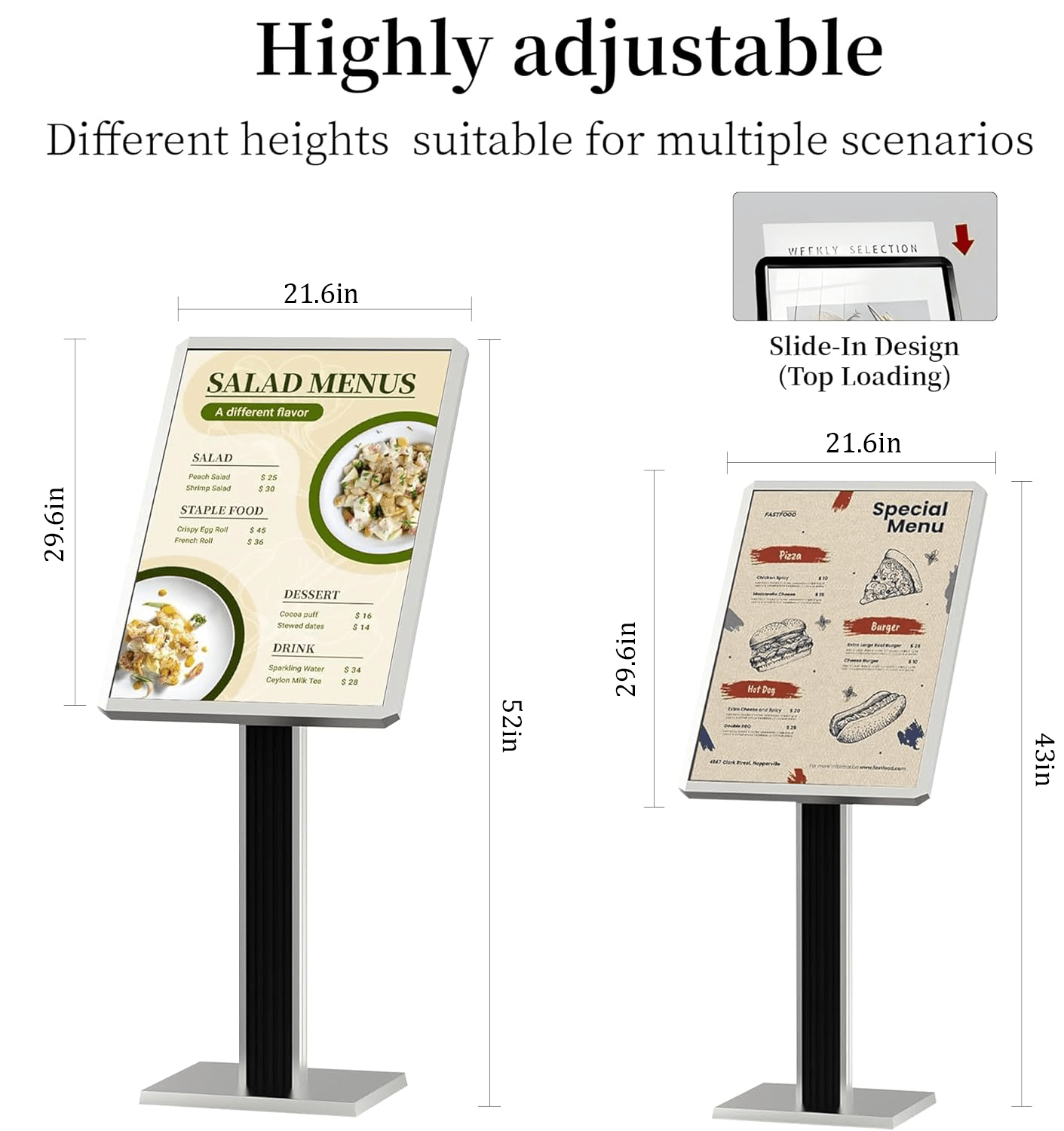Menu Display Stand – 29x21.6" Aluminum Pedestal with Top - Loading Board for Restaurants, Cafés, Hotels - CrazyAnt