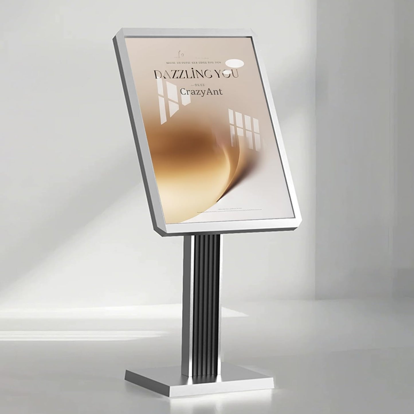 Menu Display Stand – 29x21.6" Aluminum Pedestal with Top - Loading Board for Restaurants, Cafés, Hotels - CrazyAnt