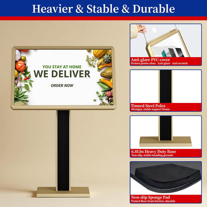 Menu Display Stand – 29x21.6" Aluminum Pedestal with Top - Loading Board for Restaurants, Cafés, Hotels - CrazyAnt