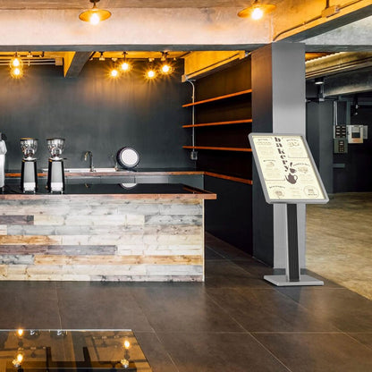 Menu Display Stand – 29x21.6" Aluminum Pedestal with Top - Loading Board for Restaurants, Cafés, Hotels - CrazyAnt